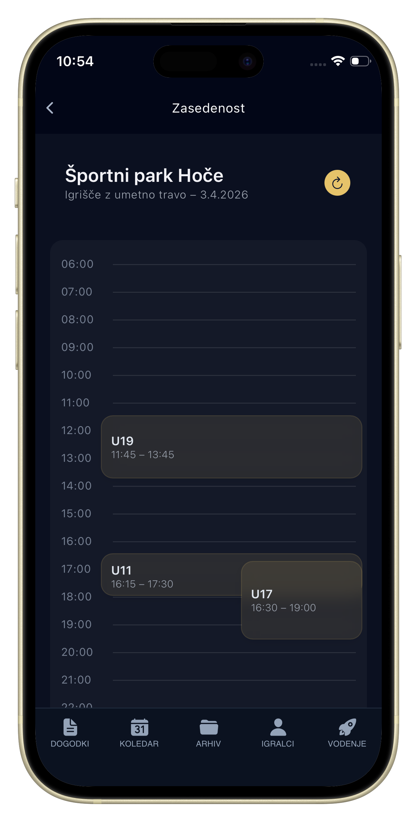 Koledar dogodkov v aplikaciji