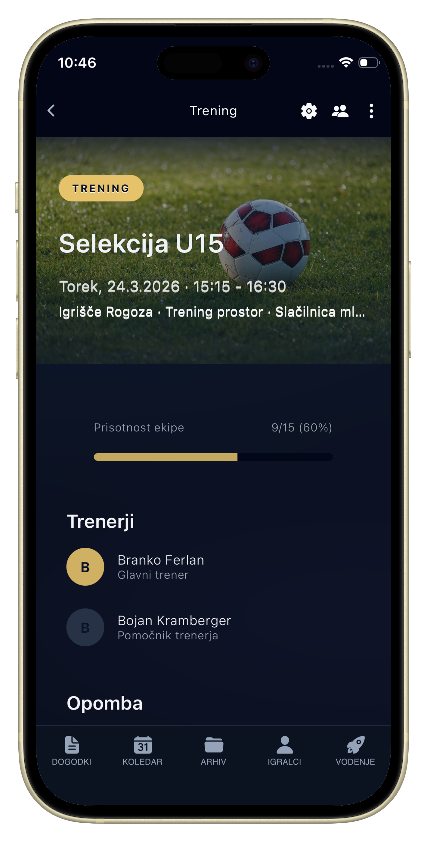 Podrobnosti organizacije v aplikaciji